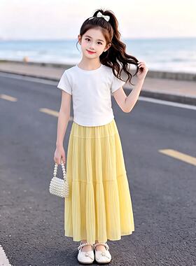 女童夏装套装2026新款儿童短袖T