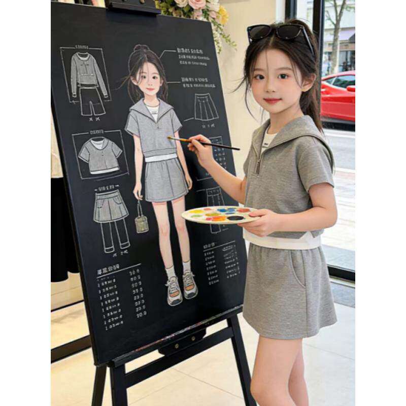 女大童夏季休闲套装2026新款中大童洋气时尚小女孩女宝运动两件套