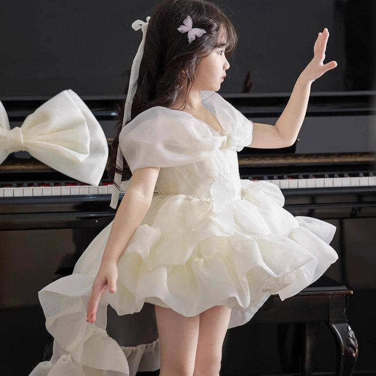 女童夏季拖尾礼服连衣裙2026新款演出服儿童生日高级感表演公主裙
