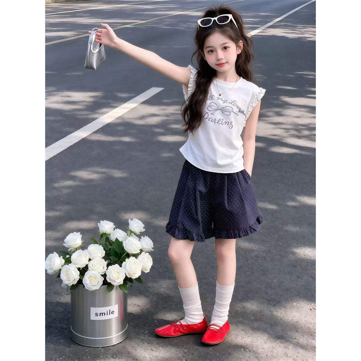 女童夏套装2026夏季新款儿童洋派花边背心短裤两件套洋派夏装衣服