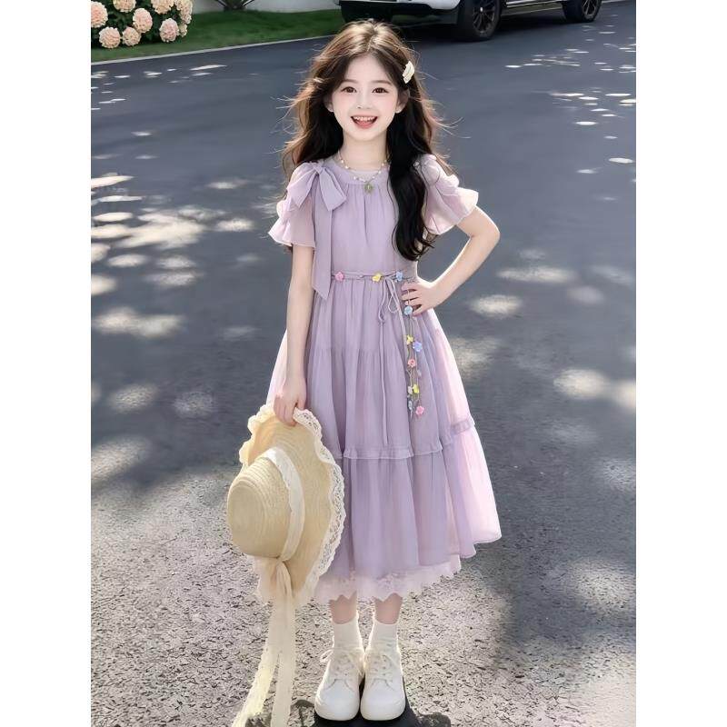 女童夏季连衣裙2026新款中大童洋气甜美蝴蝶小女孩度假风公主裙子