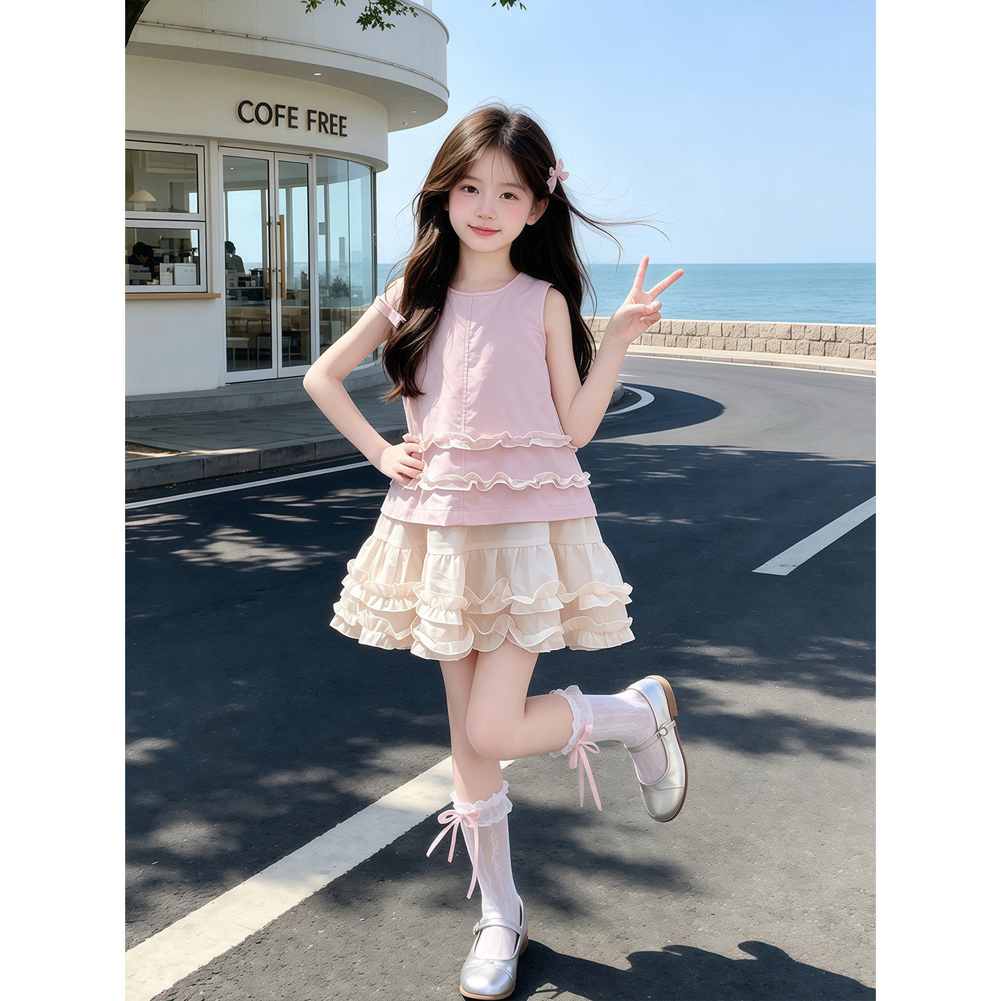 女童无袖洋装夏季2026新款儿童洋派背心裙夏装女孩甜美蛋糕裙