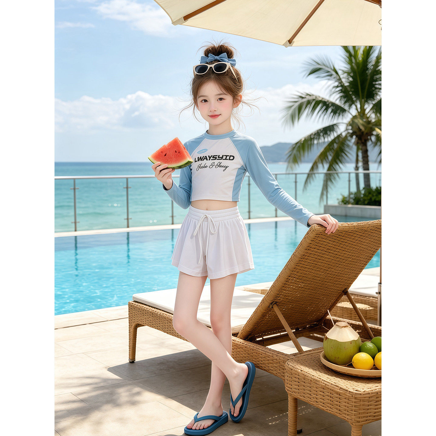 女童两件式泳衣套装夏季2026新款儿童游泳服夏装女孩泳装两件套洋