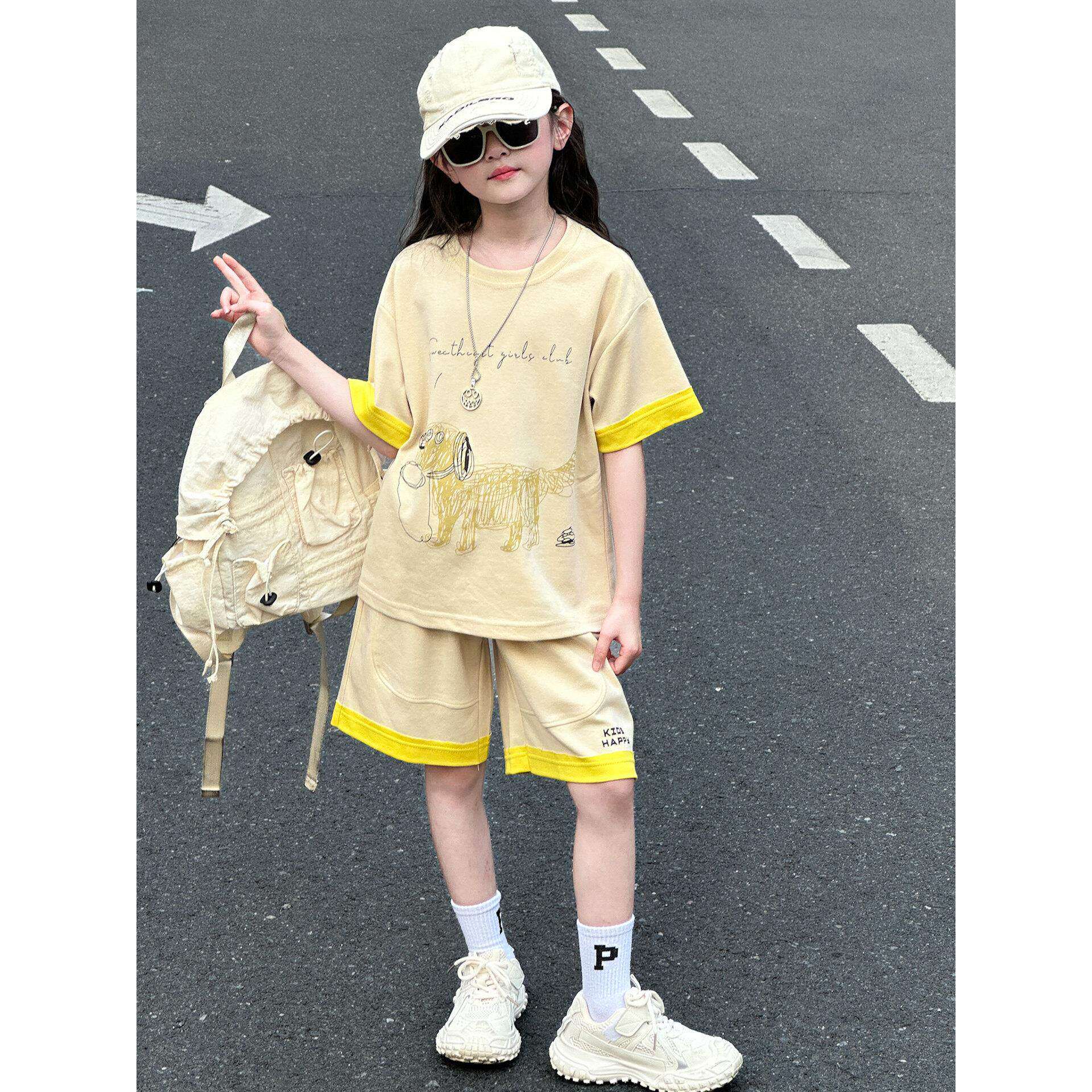 女童夏季套装2026新款儿童夏装短袖运动服女孩中大童夏款时髦衣服
