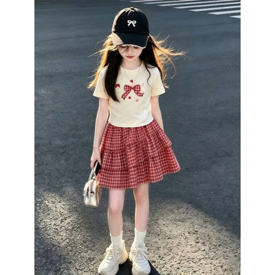 女童夏装套装2026新款中大童T恤不规则半身裙儿童独特漂亮两件套