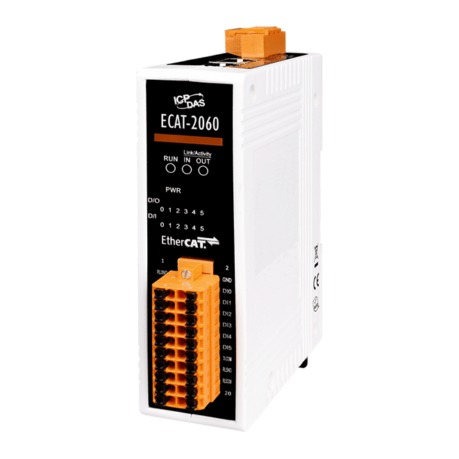泓格ECAT-2060 EtherCAT从站I/O模块，带隔离6路DI和6路继电器DO