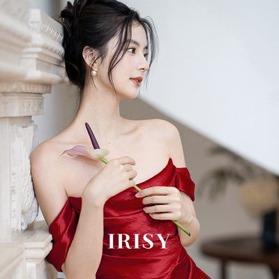 红色抹胸新娘结婚敬酒服晨袍