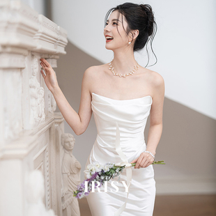 敬酒服绝美法式 轻婚纱领证小白裙 白色抹胸订婚礼服2026新款 IRISY