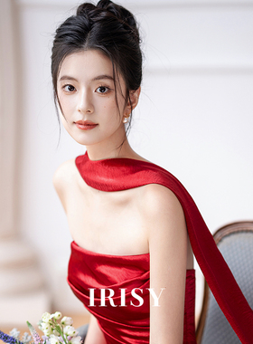 IRISY 红色抹胸新娘结婚敬酒服轻奢高级感订婚礼服晨袍长款连衣裙