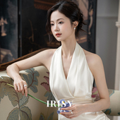 原创正版 IRISY新娘订婚礼服女白色晨袍挂脖连衣裙领证小白裙婚纱