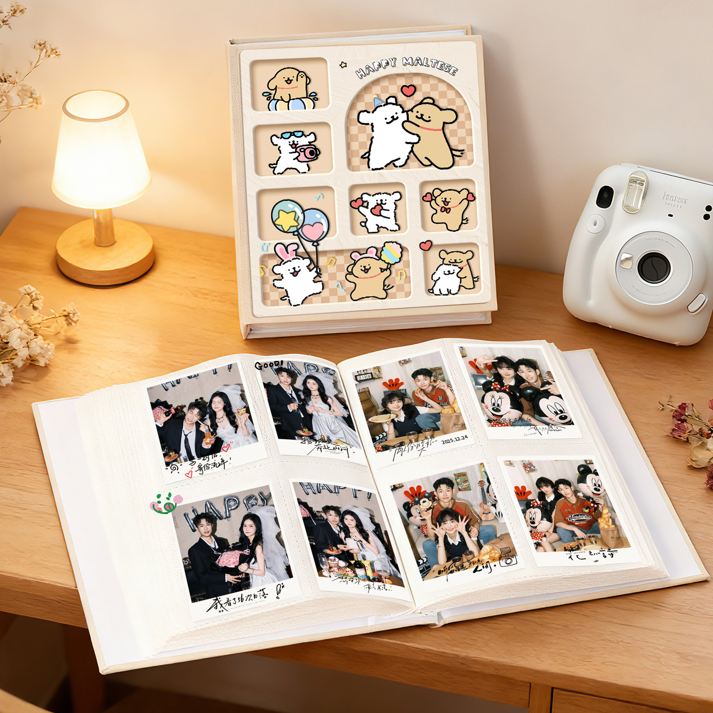 情侣拍立得线条小狗相册本纪念册三四五六寸照片收纳345寸6寸影集