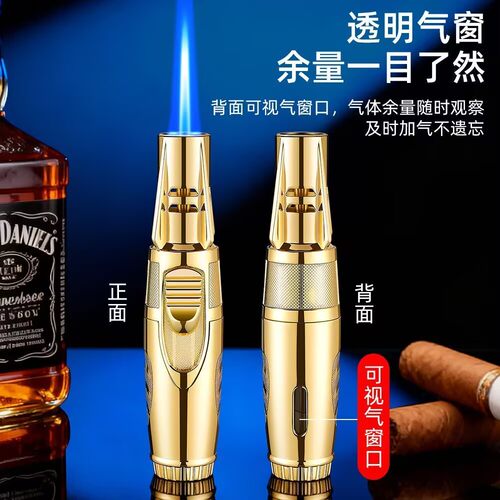 全金属户外笔式高温小焊枪直冲蓝焰防风充气电子打火机艾灸点烟器