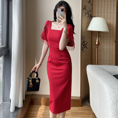 高级感法式订婚宴会礼服连衣裙子