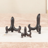 黑檀木紫光檀实木雕刻工艺品摆件底座迷你圆盘子挂盘支架展示架子