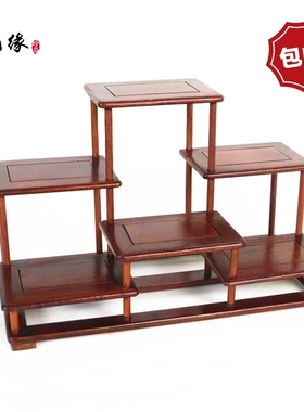 红木小博古架实木中式古典紫砂茶壶架酸枝多宝格置物架盆景展示架