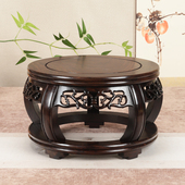 实木圆形非洲黑檀鱼缸花瓶盆景摆件红木底座酒坛奇石古董佛像底座