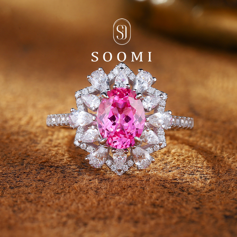 【新品 霓裳】粉蓝宝戒指2.6ct鸽子蛋培育彩蓝宝石高级感女戒