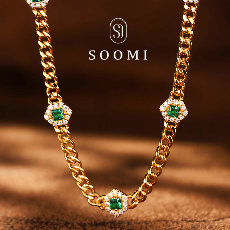 沃顿绿日常叠戴培育项链925银