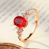 璇玑 SOOMI 红宝石戒指1.8ct培育缅甸鸽血红宝石925银彩宝女戒