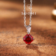 925银培育鸽血红宝石吊坠方糖项链轻奢高级感锁骨链女 SOOMI星火