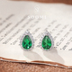 SOOMI 红火 925银沃顿培育祖母绿耳钉水滴款 经典 百搭耳环女