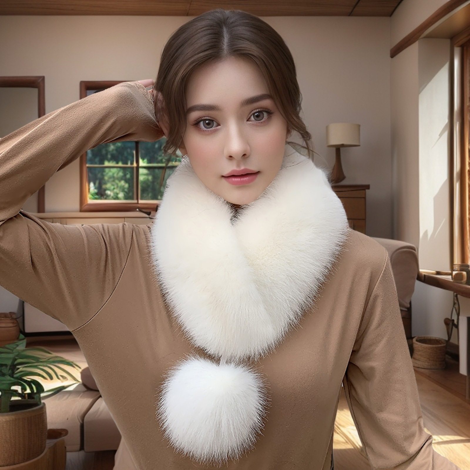毛毛围脖加厚仿皮草保暖围巾韩版白色狐狸毛领子丝带球学生冬季女,服饰配件/皮带/帽子/围巾,围巾/丝巾/披肩,淘宝优惠券,粉丝福利购,淘宝优惠卷