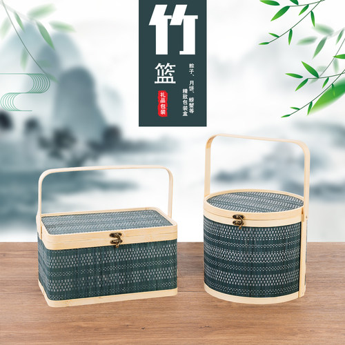皖竹坊装鸡蛋水果粽子的竹篮包装