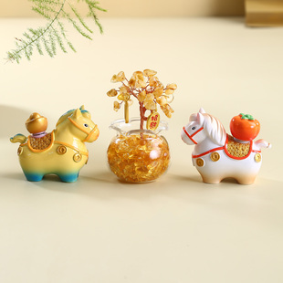 马年吉祥物2026小马上有钱摆件装 饰伴手礼品发财文创本命新年礼物