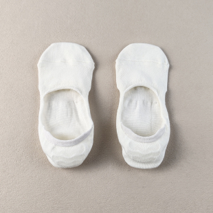 低帮纯棉透气隐形袜防臭 浅口白色硅胶防滑网面隐形袜男士 夏季 薄款