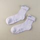 库存尾货中筒翻边女士纯棉针织袜子女浅紫色四季 棉吸汗女生运动袜