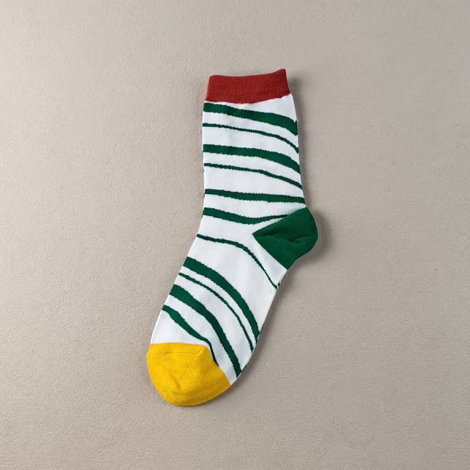 库存尾货春秋中筒袜女士袜子条纹百搭纯棉防臭个性撞色四季女袜子