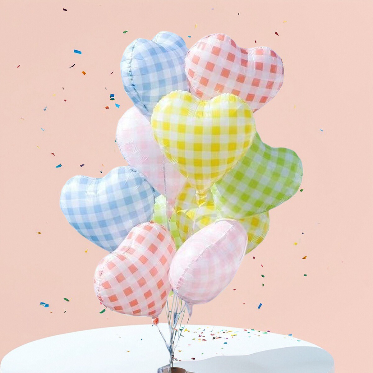 毕业季ins小清新网红爱心蓝白格气球写真拍照生日派对铝膜气球