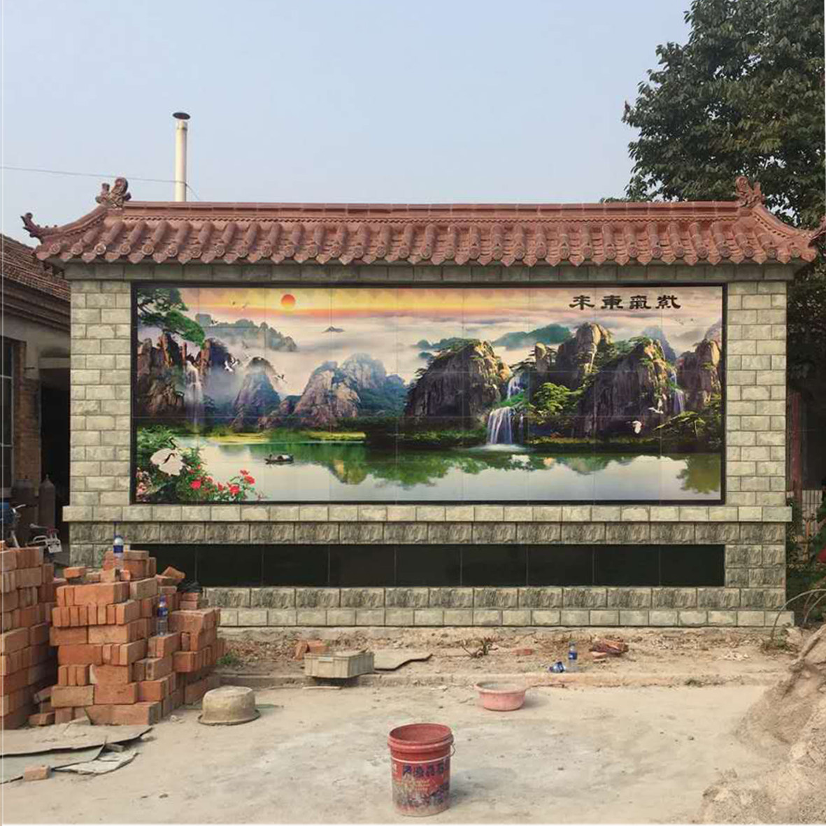 别墅福字影壁墙定制