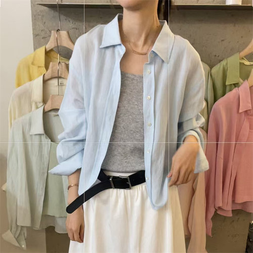 韩国in.11正品26春内里背心+POLO领开衫韩版两件套麻料糖果色衬衫