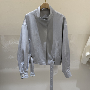 X-OULAN正品26春装新款下摆系腰带时尚洋气立领韩版气质夹克外套