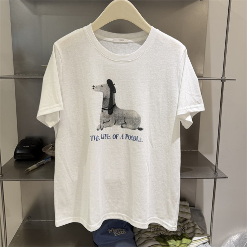 韩国W.T正品26夏新款胸前卡通狗狗图案韩版休闲圆领百搭短袖T上衣