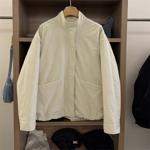 韩国26冬装新下摆抽绳简约口袋时尚韩版休闲立领羽绒服外套X65333