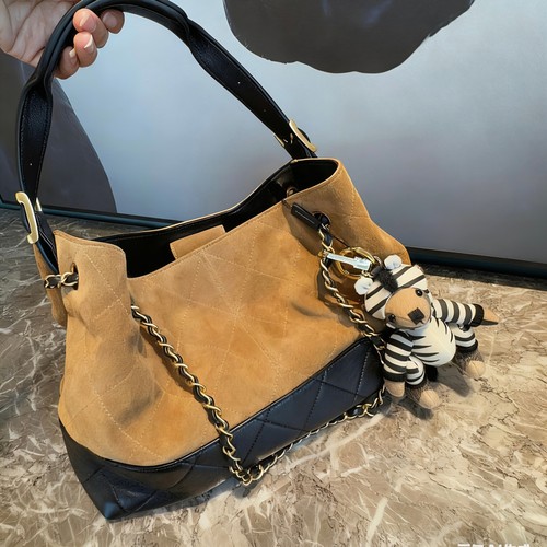 仓库现在货质检发出 25A麂皮Hobo拼接单肩链条包女包羊皮围巾围脖