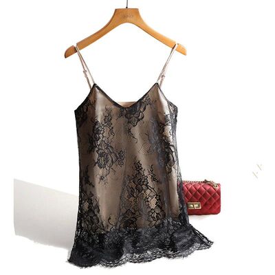 V-neck lace patchwork camisole vest womenv领蕾丝拼接吊带背心
