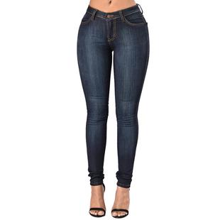 Slim Waist Skinny Jeans弹力高腰修身 女 Stretch 小脚牛仔裤 High