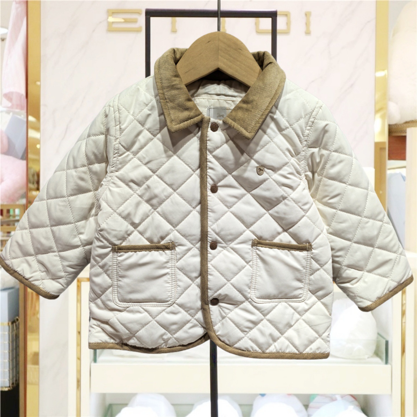 YD韩国童装秋冬款男女童夹棉保暖棉服儿童棉衣翻领外套