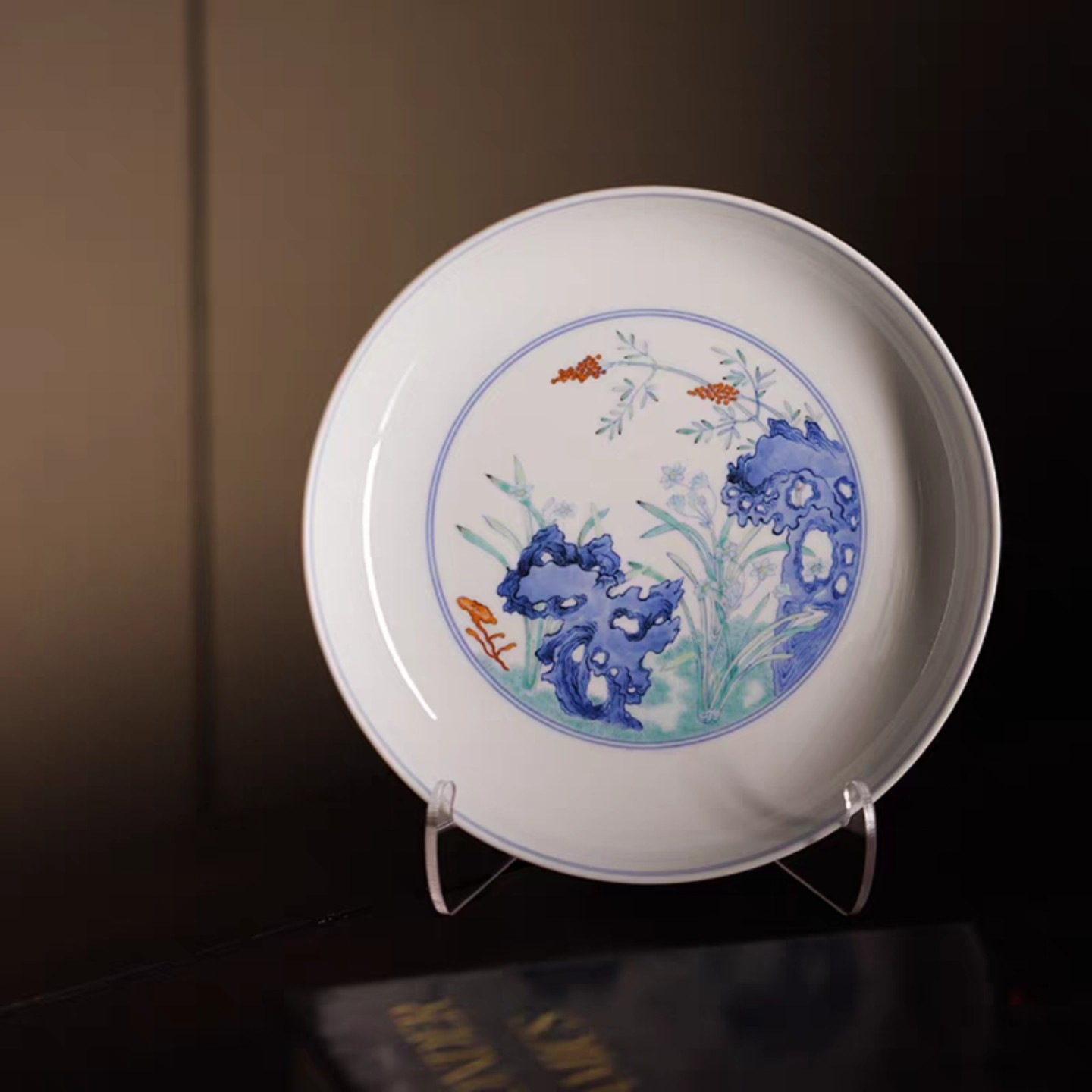 小白茶具//忘言造物拟雍正斗彩壶承手工手绘干泡茶盘灵仙祝寿纹盘