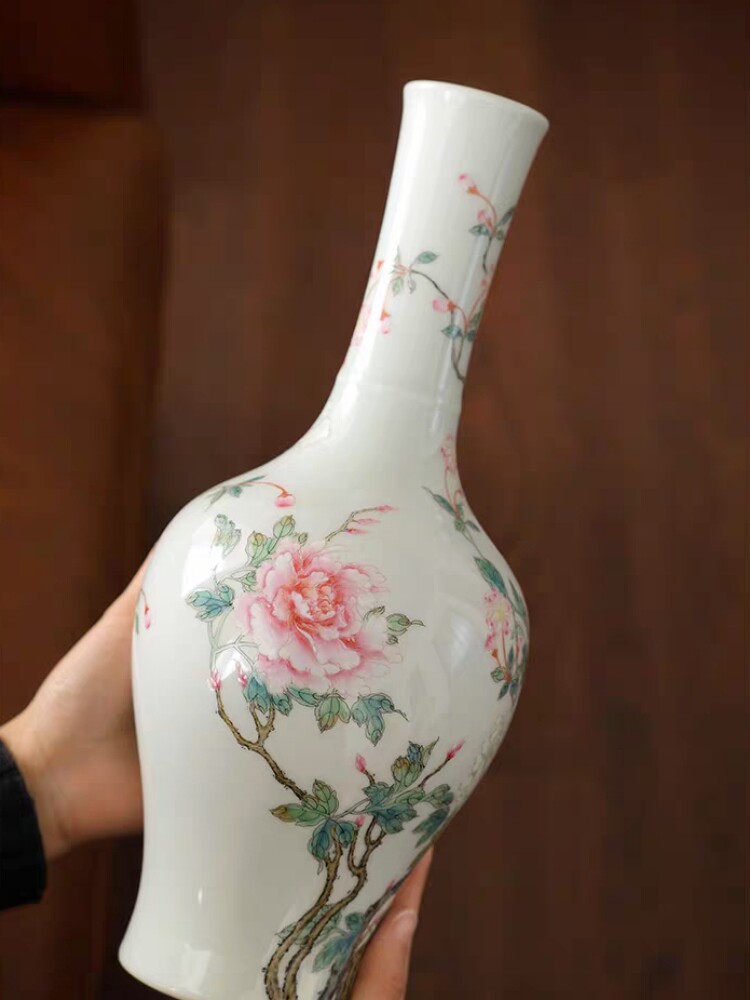 手工手绘陶瓷花瓶忘言造物橄榄瓶