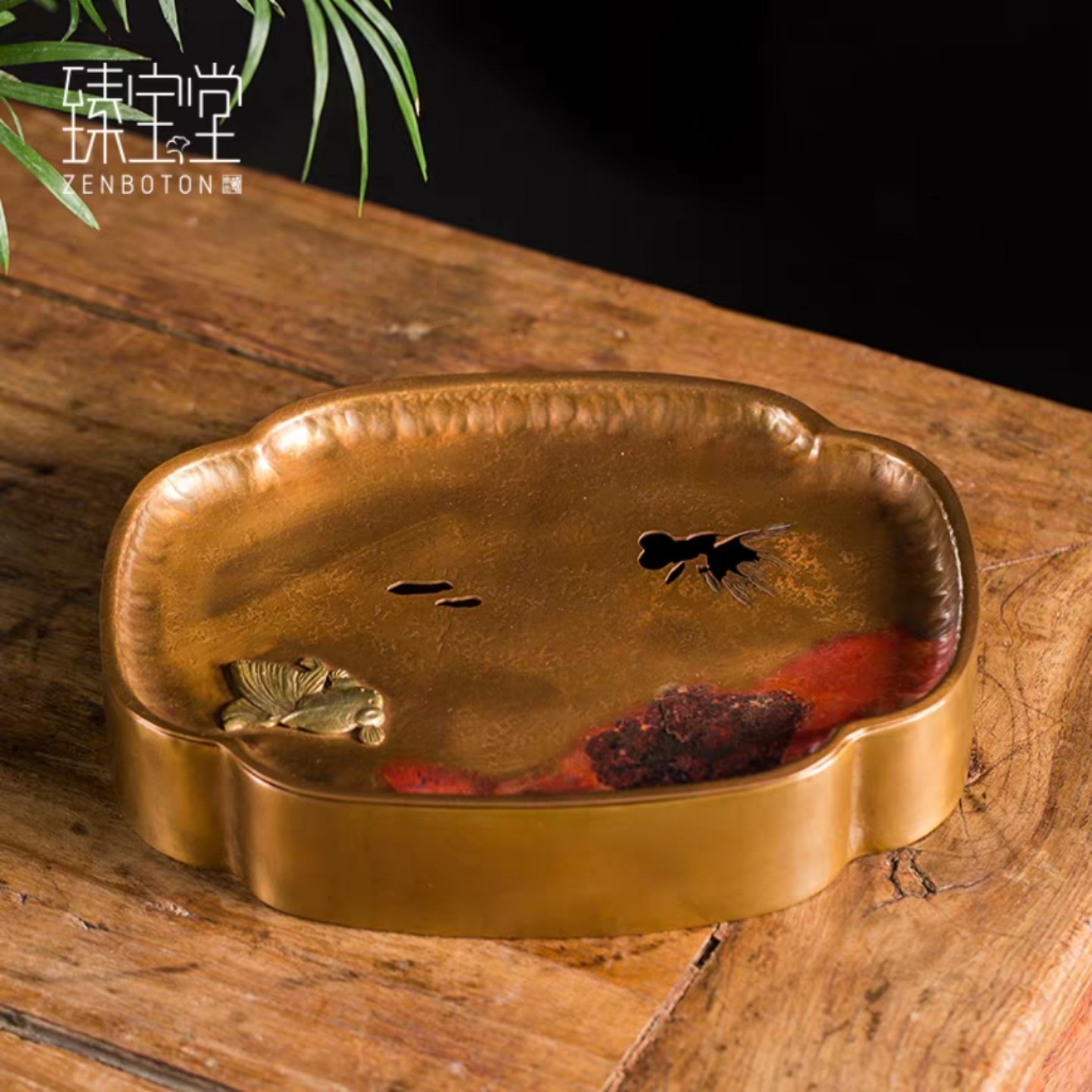 小白茶具//臻宝堂纯铜壶承手工鎏银茶盘储水茶台小型茶托干泡台,餐饮具,茶盘,淘宝优惠券,粉丝福利购,淘宝优惠卷