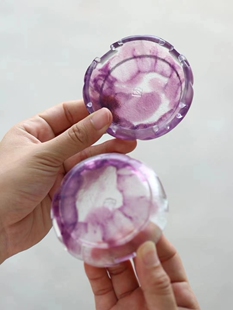 小白茶具//心缘堂琉璃杯垫＜如意鼓凳杯托＞高脚圆形茶托凝夜紫色