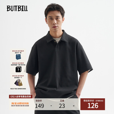 BUTTBILL复古通勤华夫格短袖T恤