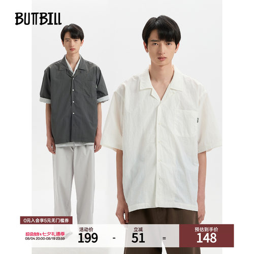 BUTTBILL23SS日系复古短袖衬衫