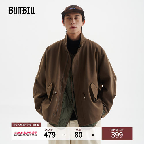 BUTTBILL日系复古毛呢风衣