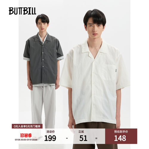 BUTTBILL23SS日系复古短袖衬衫