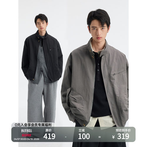 BUTTBILL水洗立领复古机车夹克